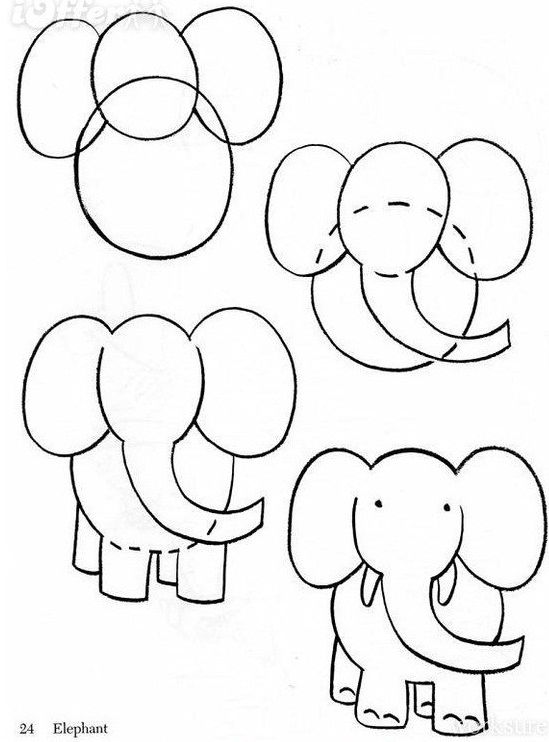 Esercitazione Del Disegno Come Disegnare Un Elefante Illustrazione