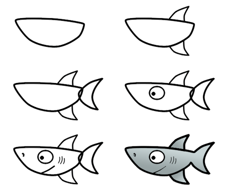 how to draw a funny cartoon shark