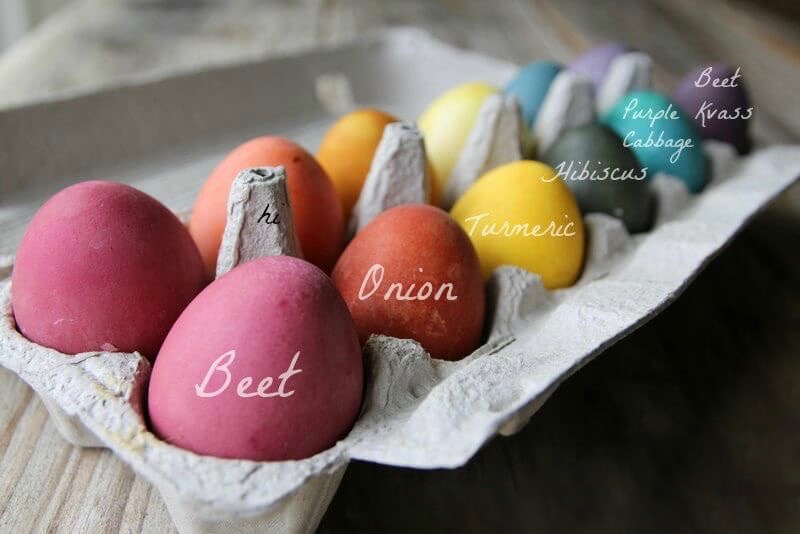 decorare con le uova di Pasqua colori naturali